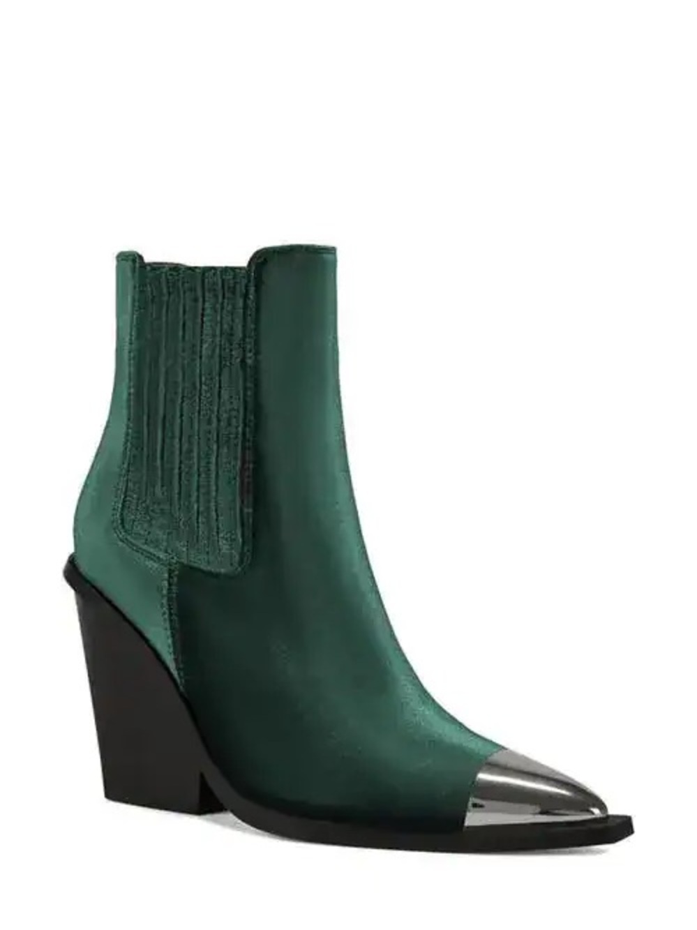 Emerald Green Leather Chelsea Ankle Boot with Metallic Toe Cap